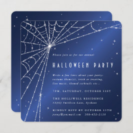 Middelnacht Blue Diamond Spider Web Halloween Part Kaart
