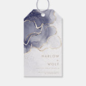 Middelnachtzeemacht Gold Elegant Modern Wedding Fa Cadeaulabel (Voorkant)