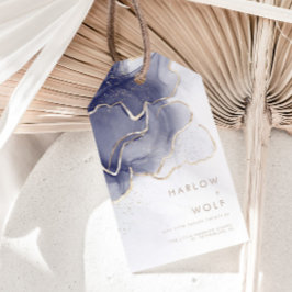 Middelnachtzeemacht Gold Elegant Modern Wedding Fa Cadeaulabel