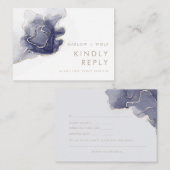 Middelnachtzeemacht Gold Elegant Modern Wedding RS Notitiekaartje (Voorkant / Achterkant)