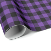 Middelpaars en Zwarte Buffalo Plaid Cadeaupapier (Rol Hoek)
