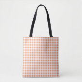 Middelperzik en witte geruite ruit tote bag (Voorkant)