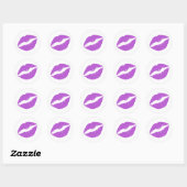Middelrode Orchidee Lippenstiftprint Ronde Sticker (Vel)