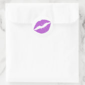 Middelrode Orchidee Lippenstiftprint Ronde Sticker (Tas)