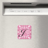 Middelroze Kaleidoscoop Patroon #1 Monogram Magneet (Insitu (Vaatwasser))