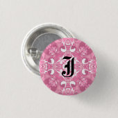Middelroze Kaleidoscoop Patroon #2 Monogram Ronde Button 3,2 Cm (Voorkant /achterkant)