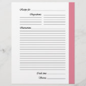 Middelroze, tweezijdige Recipe Pages (Voorkant)