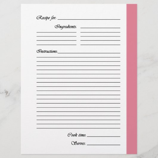 Middelroze, tweezijdige Recipe Pages (Voorkant)
