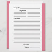 Middelroze, tweezijdige Recipe Pages (Voorkant / Achterkant)
