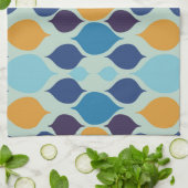 Middelste eeuw jaren '60: Geometrisch blauw Theedoek (Gevouwen)