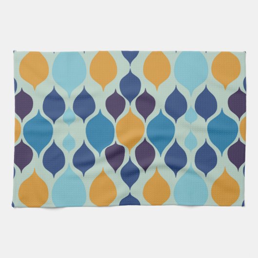 Middelste eeuw jaren '60: Geometrisch blauw Theedoek (Horizontaal)