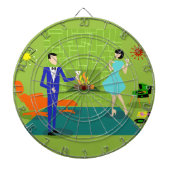 Middelste eeuw Modern Couple Dart Board Dartbord (Voorkant)