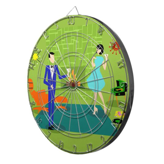 Middelste eeuw Modern Couple Dart Board Dartbord (Voorkant Rechts)