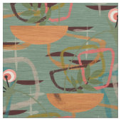Middelste eeuw Modern | Fifties Style Flowers Stof (Close Up)