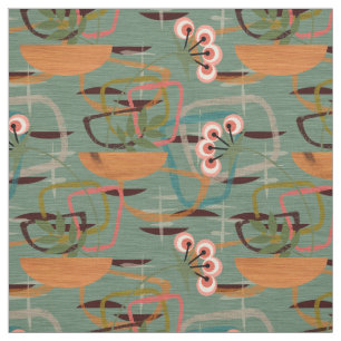 Middelste eeuw Modern Fifties Style Flowers Stof