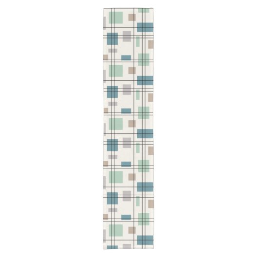 Middelste eeuw Modern Geometric 2 Korte Tafelloper (Voorkant)