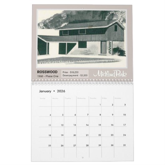 Middelste eeuw Modern Kalender (Jan 2026)