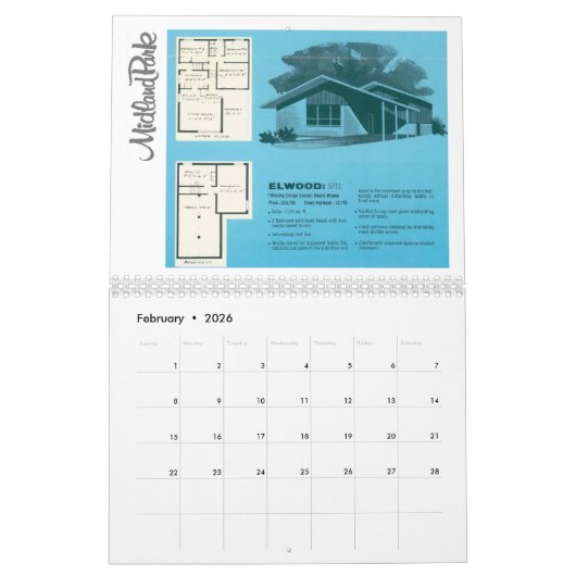 Middelste eeuw Modern Kalender (Feb 2026)
