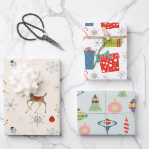 Middelste eeuw Modern   Retro Pink 1950's atoomtij Inpakpapier Vel