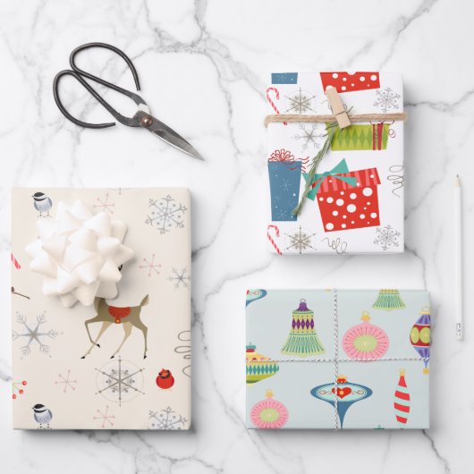 Middelste eeuw Modern | Retro Pink 1950's atoomtij Inpakpapier Vel (Voorkant)