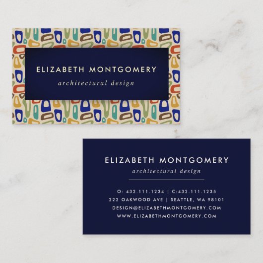 Middelste eeuw Modern Visitekaartje (Voorkant / Achterkant)