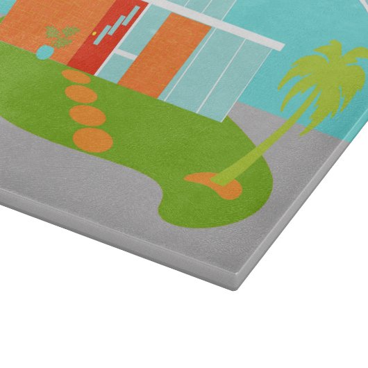 Middelste eeuw Moderne Cartoon House Cutting Board Snijplank (Hoek)