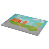 Middelste eeuw Moderne Cartoon House Cutting Board Snijplank (Hoek)