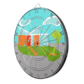Middelste eeuw Moderne Cartoon House Dart Board Dartbord (Voorkant Rechts)