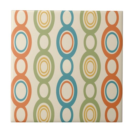 Middelste eeuw Moderne keten verbindt kleurrijk Tegeltje (Voorkant)