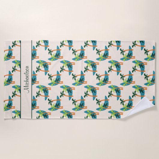 Middelste eeuw Moderne Palm Oasis Persoonlijke naa Strandlaken (Voorkant)