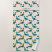 Middelste eeuw Moderne Palm Oasis Persoonlijke naa Strandlaken (Voorkant)