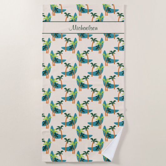 Middelste eeuw Moderne Palm Oasis Persoonlijke naa Strandlaken (Voorkant)