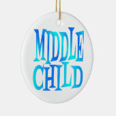 Middelste kind tekst in blauw keramisch ornament (Rechts)