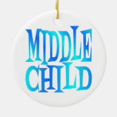 Middelste kind tekst in blauw keramisch ornament (Achterkant)