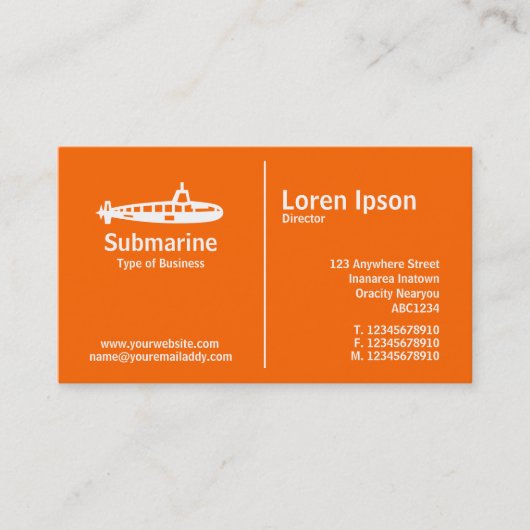 Middelste regel - Onderzees - Sinaasappel Visitekaartje (Voorkant)