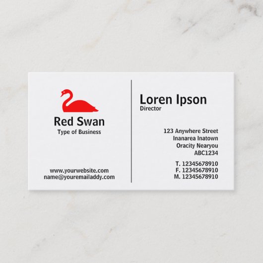 Middelste regel - Swan 02 Visitekaartje (Voorkant)