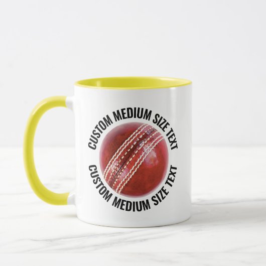 Middelste Text GEEL Combo 11oz Aangepaste Cricket Mok (Links)