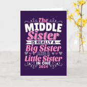 Middelste Zus Nieuwe Grote Zus 2024 Kaart (Gele Bloem)