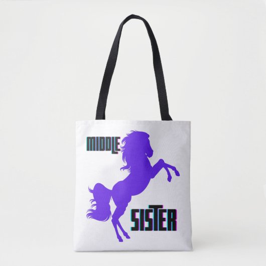 Middelste Zus Paarse Pony Fokkerij Tote Bag (Voorkant)