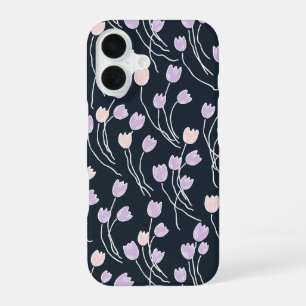 Middeltuin Dark Navy & Lila Schetsbloem iPhone 16 Hoesje