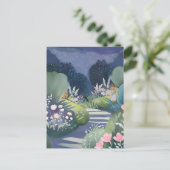 Middeltuin | Waterverf Bloemenpad Briefkaart (Staand voorkant)