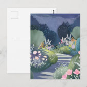 Middeltuin | Waterverf Bloemenpad Briefkaart (Voorkant / Achterkant)