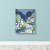 Middeltuin | Waterverf Bloemenpad Canvas Afdruk (Insitu (Houten vloer))