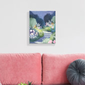 Middeltuin | Waterverf Bloemenpad Canvas Afdruk (Insitu (Woonkamer))