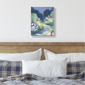 Middeltuin | Waterverf Bloemenpad Canvas Afdruk (Insitu (Slaapkamer))