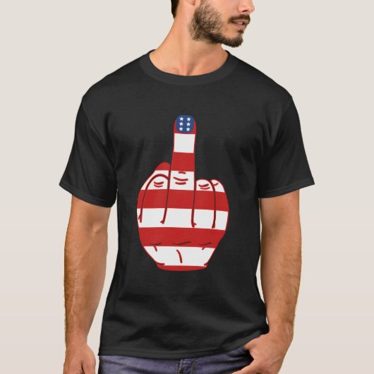 Middelvinger Amerikaanse vlag 4th van juli T-shirt (Voorkant)