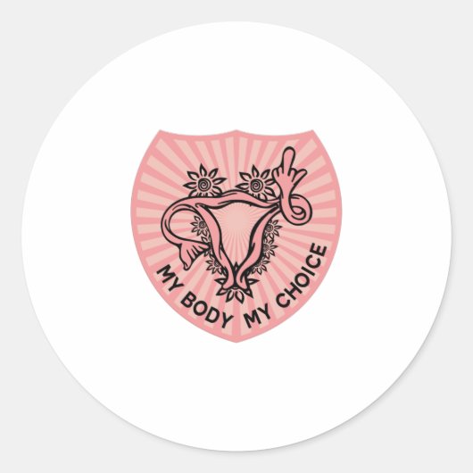 middelvinger baarmoeder rechten van de vrouw ronde sticker (Voorkant)