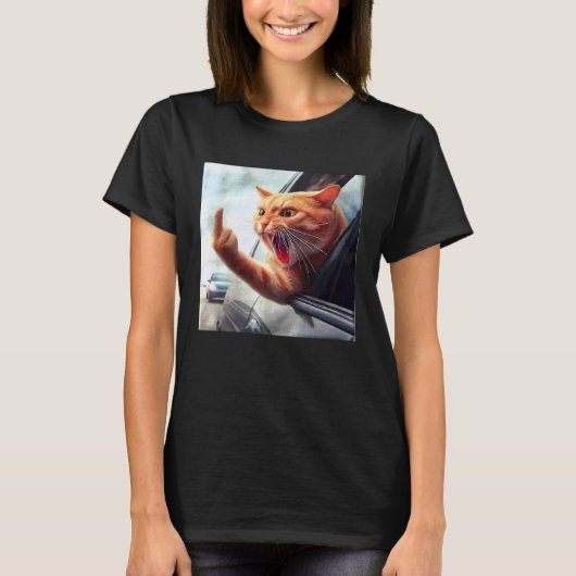 Middelvinger Boze Rijkat T-shirt (Voorkant)