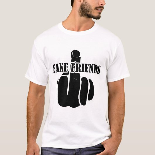 Middelvinger Fake Friends T-shirt (Voorkant)