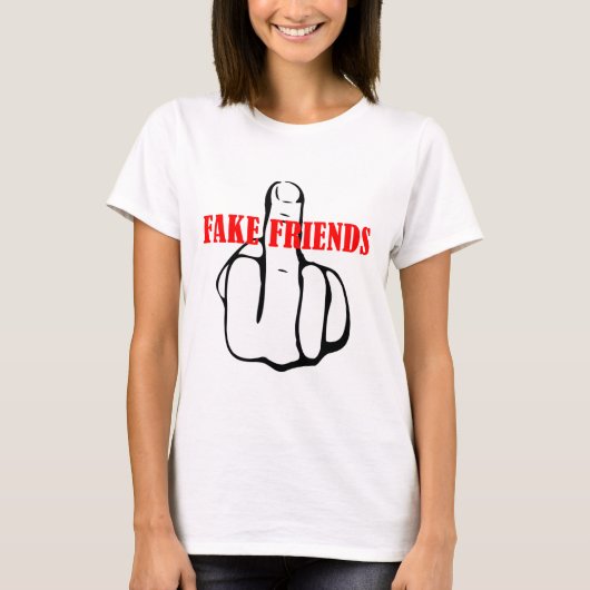 Middelvinger Fake Friends T-shirt (Voorkant)